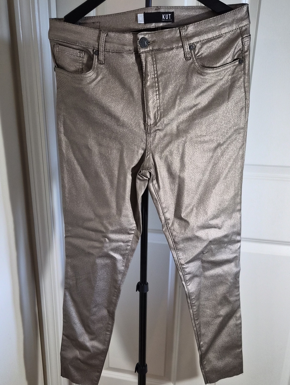 Kut from the Kloth Metallic Taupe Skinny Jeans